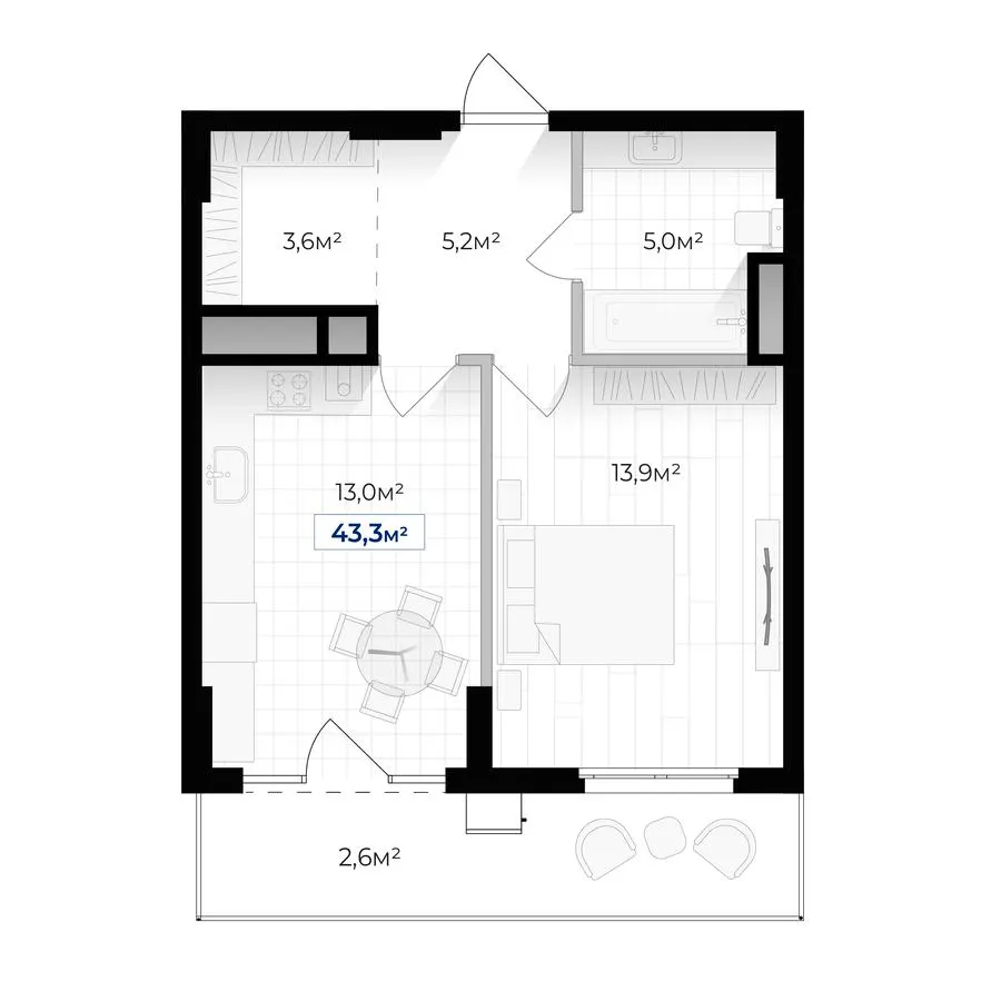 ЖК Гармонія — 43.3 м²