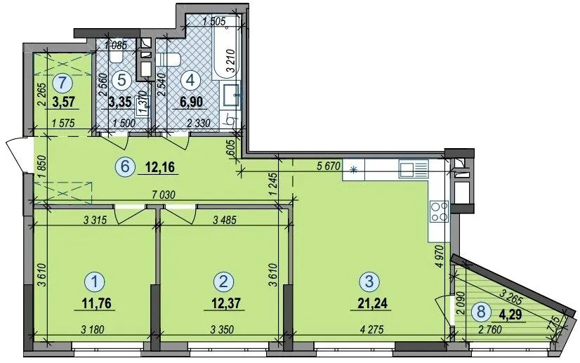 ЖК H2O — 75.6 м²