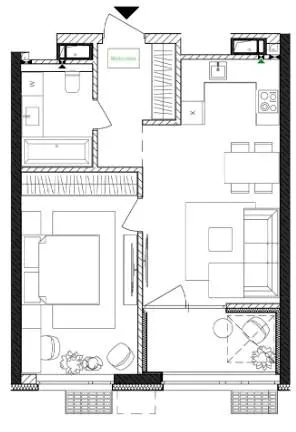 1-кімнатна квартира, 52 м², вул. Євгена Маланюка, 101, Київ
