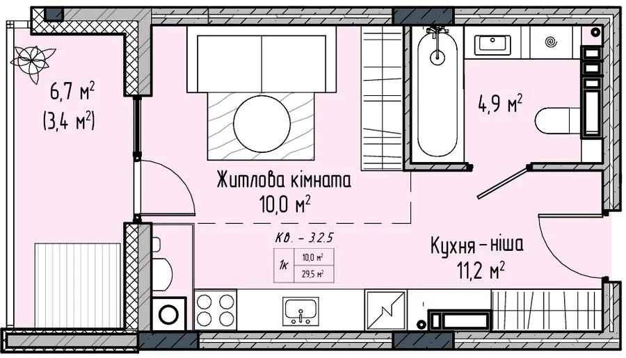 1-кімнатна квартира, 30 м², Софіївська Борщагівка — фото 1