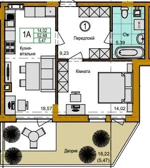 ЖК Емоція — 52.7 м²