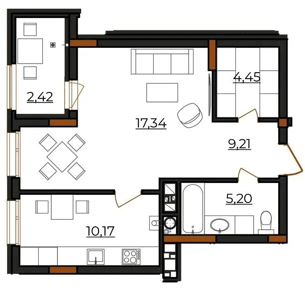 ЖК Etalon Sun Up — 48.8 м²