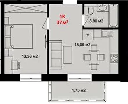 ЖК Урожайный — 37 м²