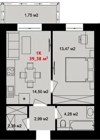 ЖК Урожайный — 39.4 м²