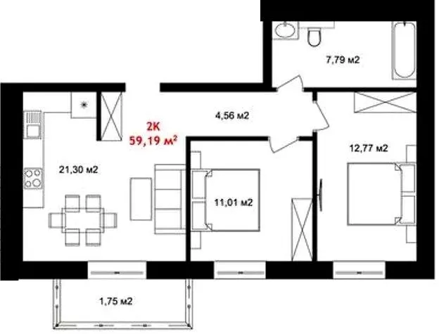 ЖК Урожайный — 59.2 м²