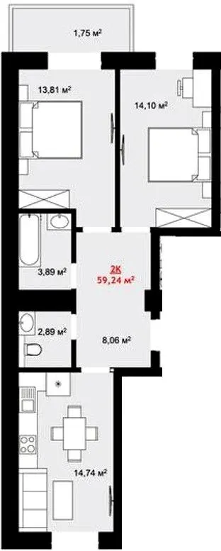 ЖК Урожайный — 59.2 м²