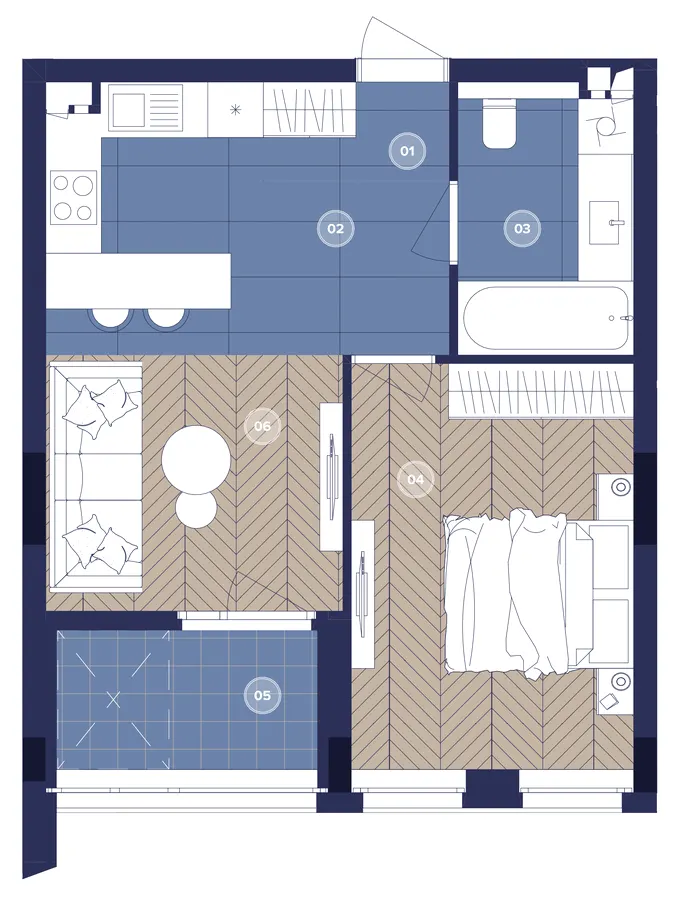 ЖК Dnipro Island — 44.7 м²