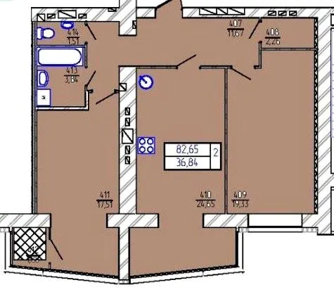 вул. Трудова, 6/2 — 82.7 м²