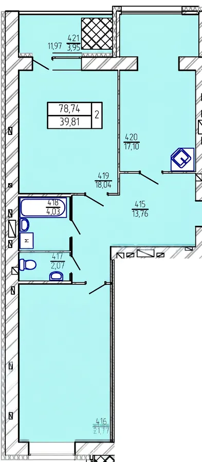 вул. Трудова, 6/2 — 78.7 м²