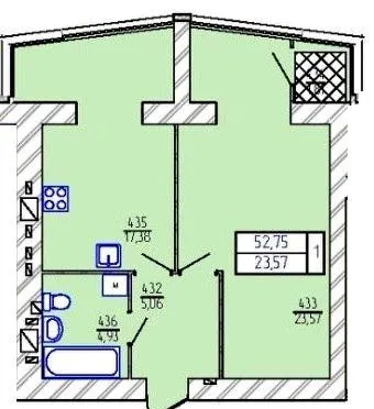 вул. Трудова, 6/2 — 52.8 м²
