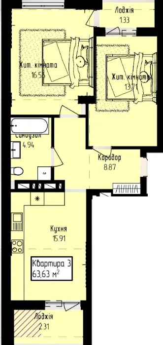ЖК Радищева — 63.6 м²