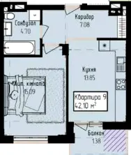 ЖК Радищева — 42.1 м²