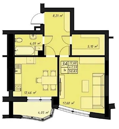 ЖК Amber Park — 50.8 м²