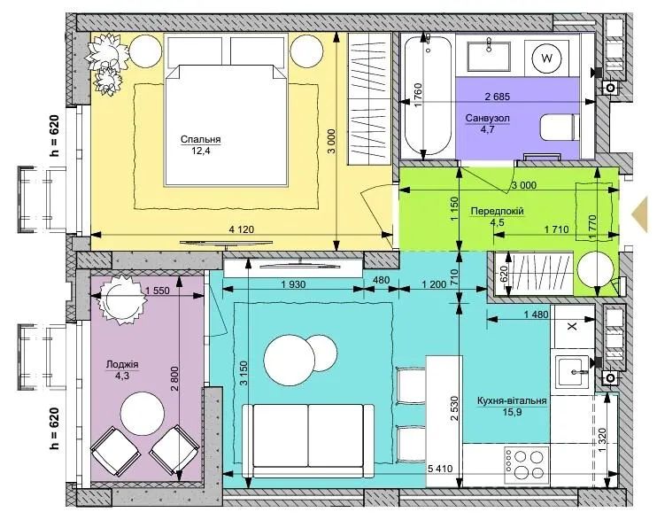 ЖК Файна Таун — 41.8 м²