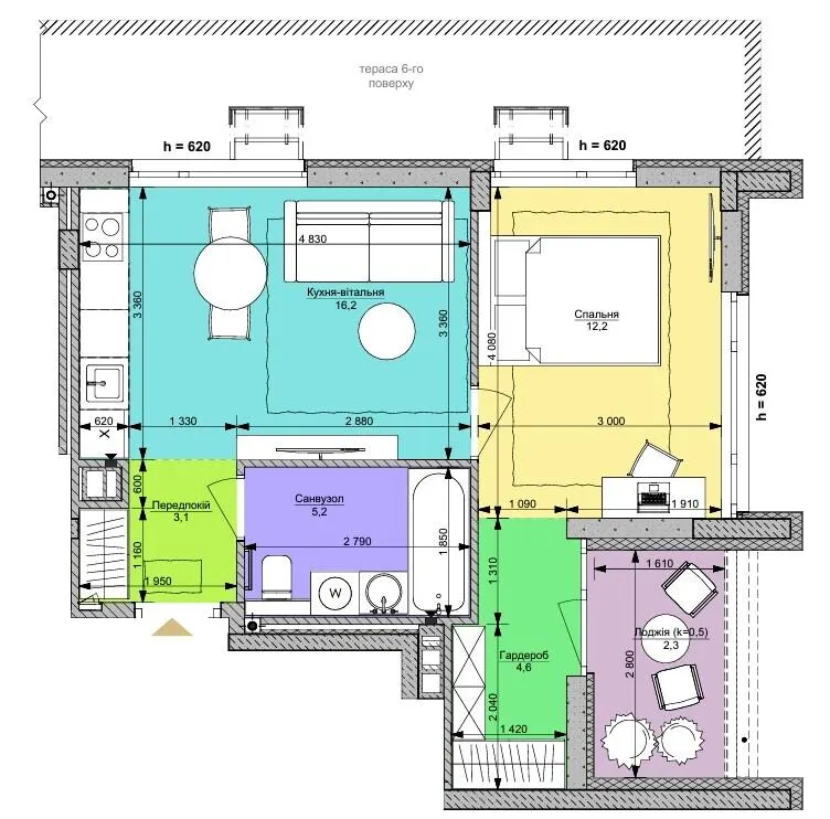 ЖК Файна Таун — 43.6 м²
