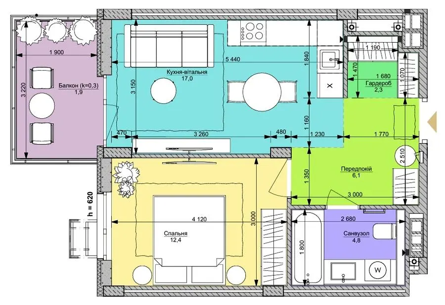 ЖК Файна Таун — 44.5 м²