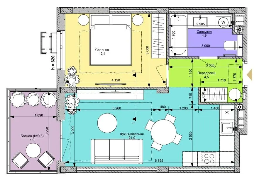 ЖК Файна Таун — 44.7 м²