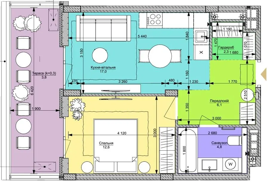 ЖК Файна Таун — 46.6 м²
