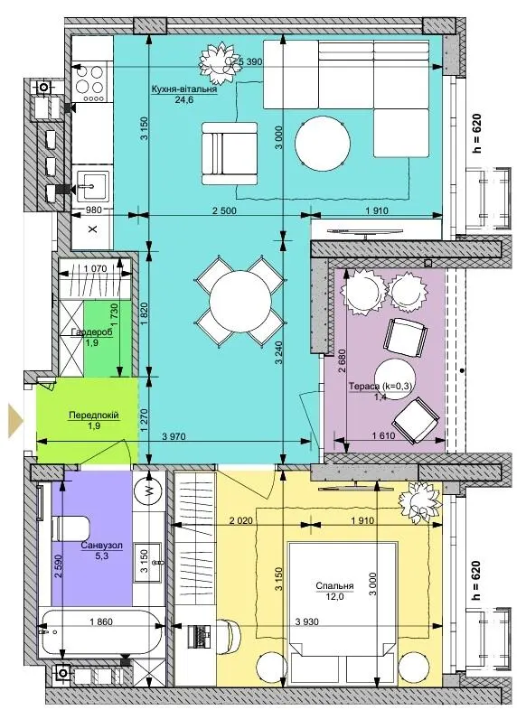 ЖК Файна Таун — 47.1 м²