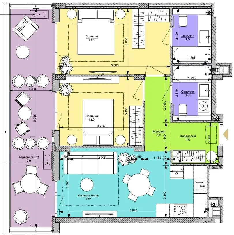 ЖК Файна Таун — 69.7 м²