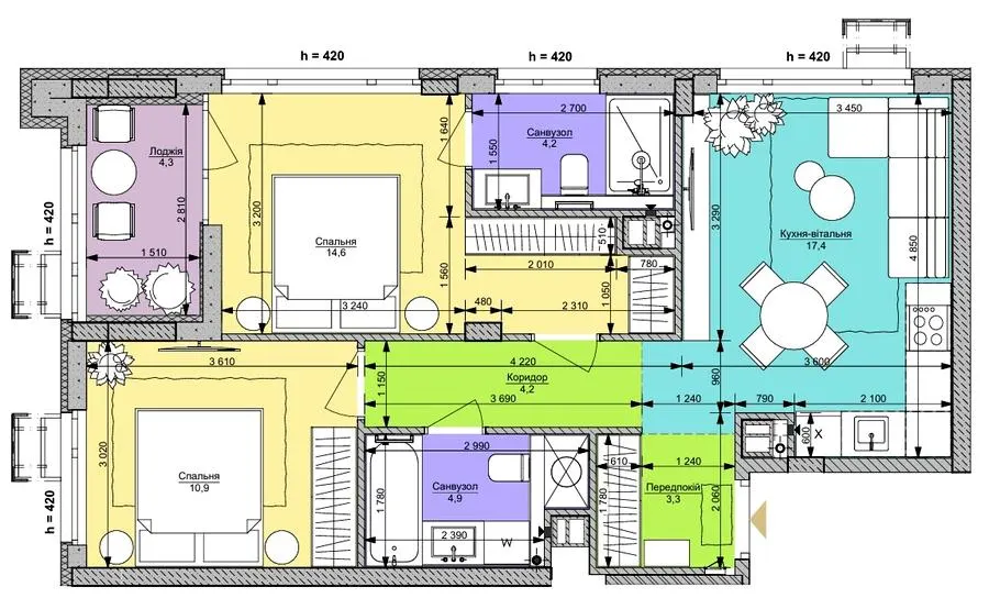 ЖК Файна Таун — 63.8 м²