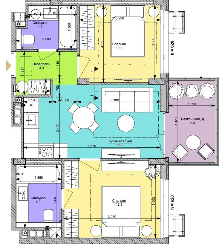 ЖК Файна Таун — 53.7 м²