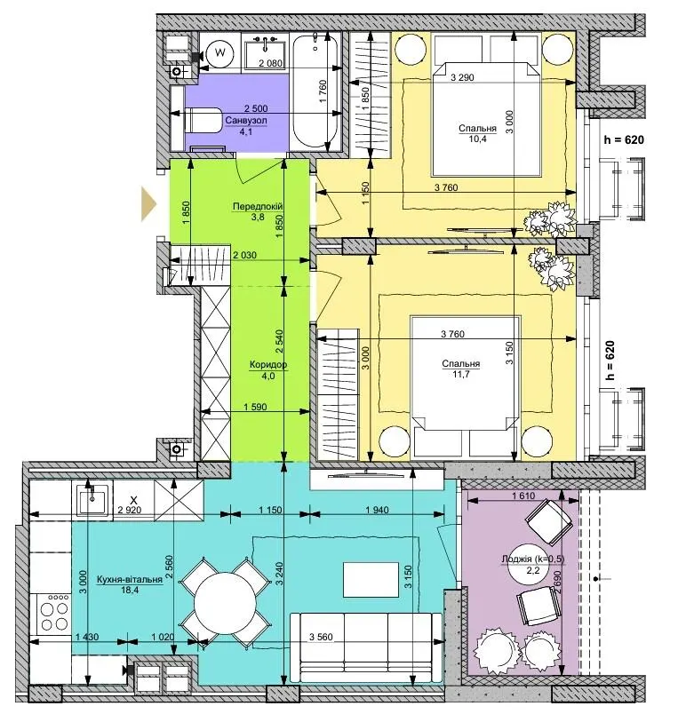 ЖК Файна Таун — 54.6 м²