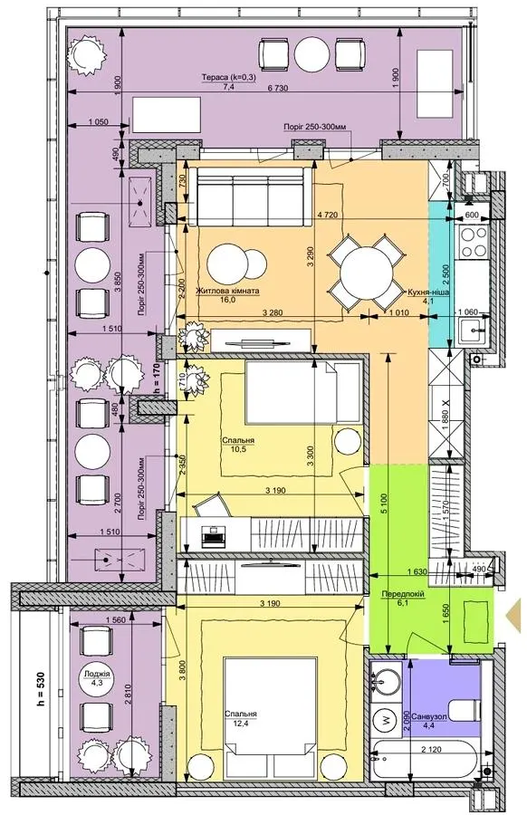 ЖК Файна Таун — 65.2 м²