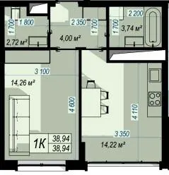 ЖК WEST HILL — 38.9 м²