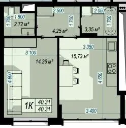 ЖК WEST HILL — 40.3 м²