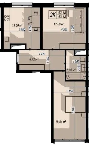 ЖК WEST HILL — 63.2 м²