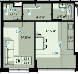 ЖК WEST HILL — 43.1 м²