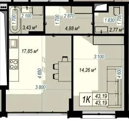 ЖК WEST HILL — 43.2 м²
