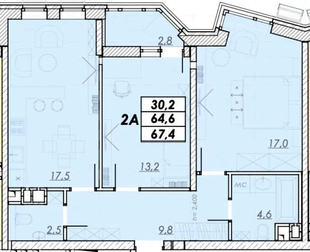 ЖК Прохоровський квартал — 67.4 м²