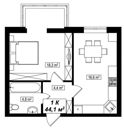 ЖК АМСТЕРДАМ СКВЕР — 44.1 м²