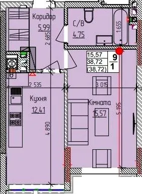 ЖК Сакура — 38.7 м²