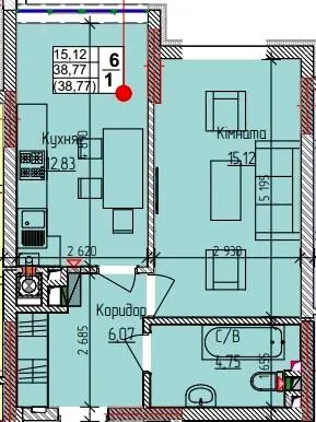ЖК Сакура — 38.8 м²