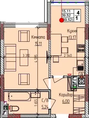 ЖК Сакура — 39.5 м²