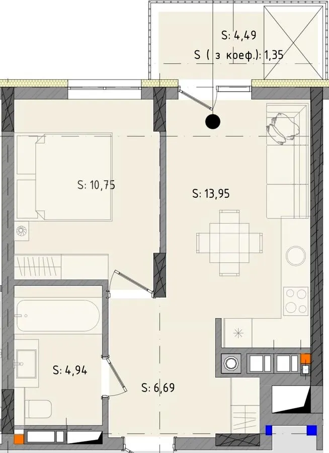 ЖК Черляни — 37.7 м²