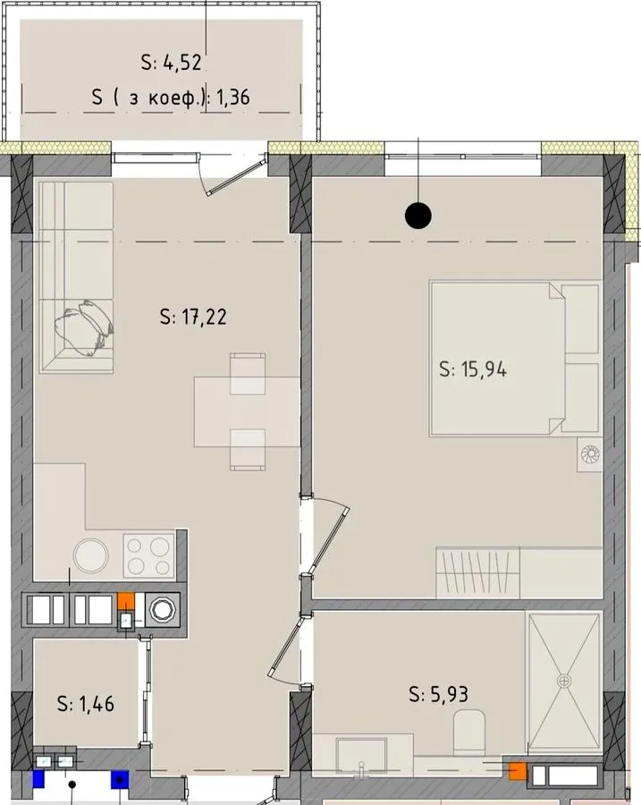 ЖК Черляни — 41.9 м²
