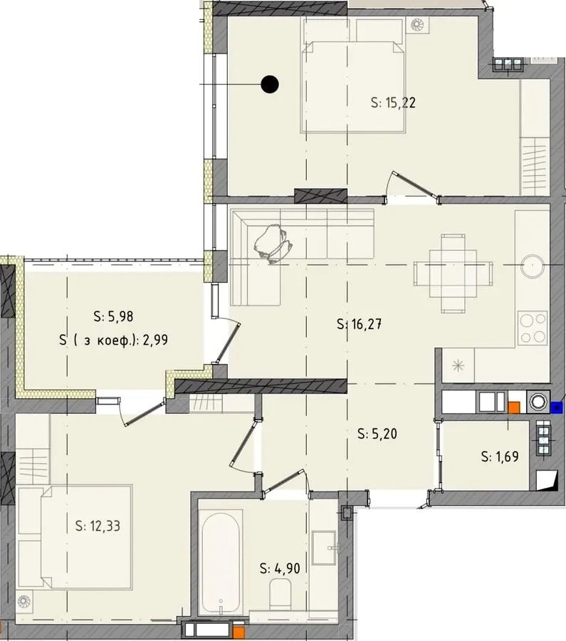 ЖК Черляни — 58.6 м²