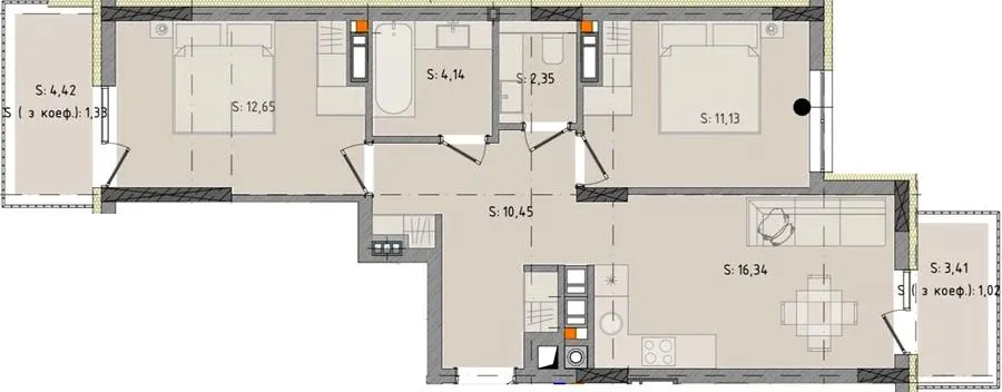 ЖК Черляни — 59.4 м²