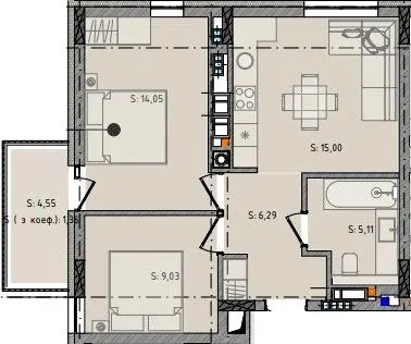 ЖК Черляни — 50.8 м²