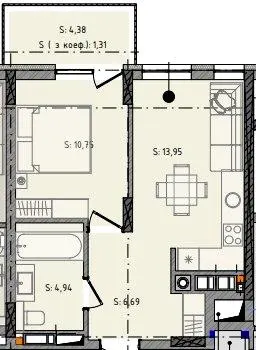 ЖК Черляни — 37.6 м²