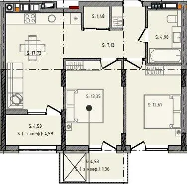 ЖК Черляни — 63.2 м²