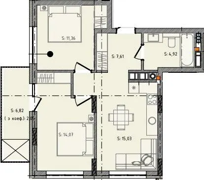 ЖК Черляни — 55 м²
