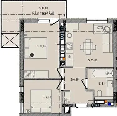 ЖК Черляни — 52.7 м²