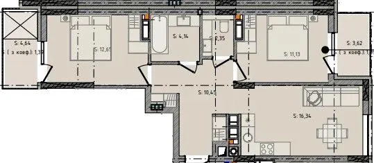 ЖК Черляни — 59.5 м²