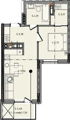 ЖК Черляни — 42.5 м²