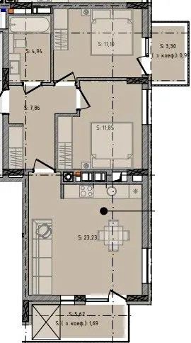 ЖК Черляни — 61.7 м²